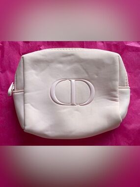 CHRISTIAN DIOR Pastel Pink Logo Cosmetic Bag - Unused
